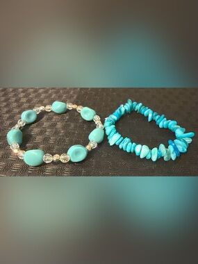 Faux Turquoise Bead Necklace and Bracelet Set - Turquoise Jewelry